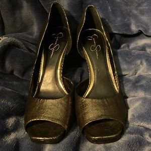 Jessica Simpson Size 9.5B/39.5 - Metallic Gold Peep Toe Heels